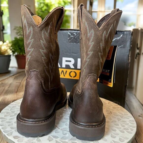 Ariat Men's Groundbreaker Wide Square Toe Regular Work Boots Brown Size 10.5 D - Picture 10 of 16